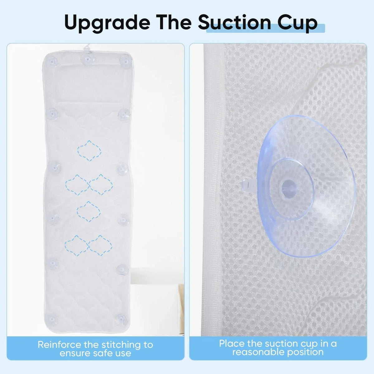 Full-Body Bathtub Pillow with Suction Cups and Air Mesh