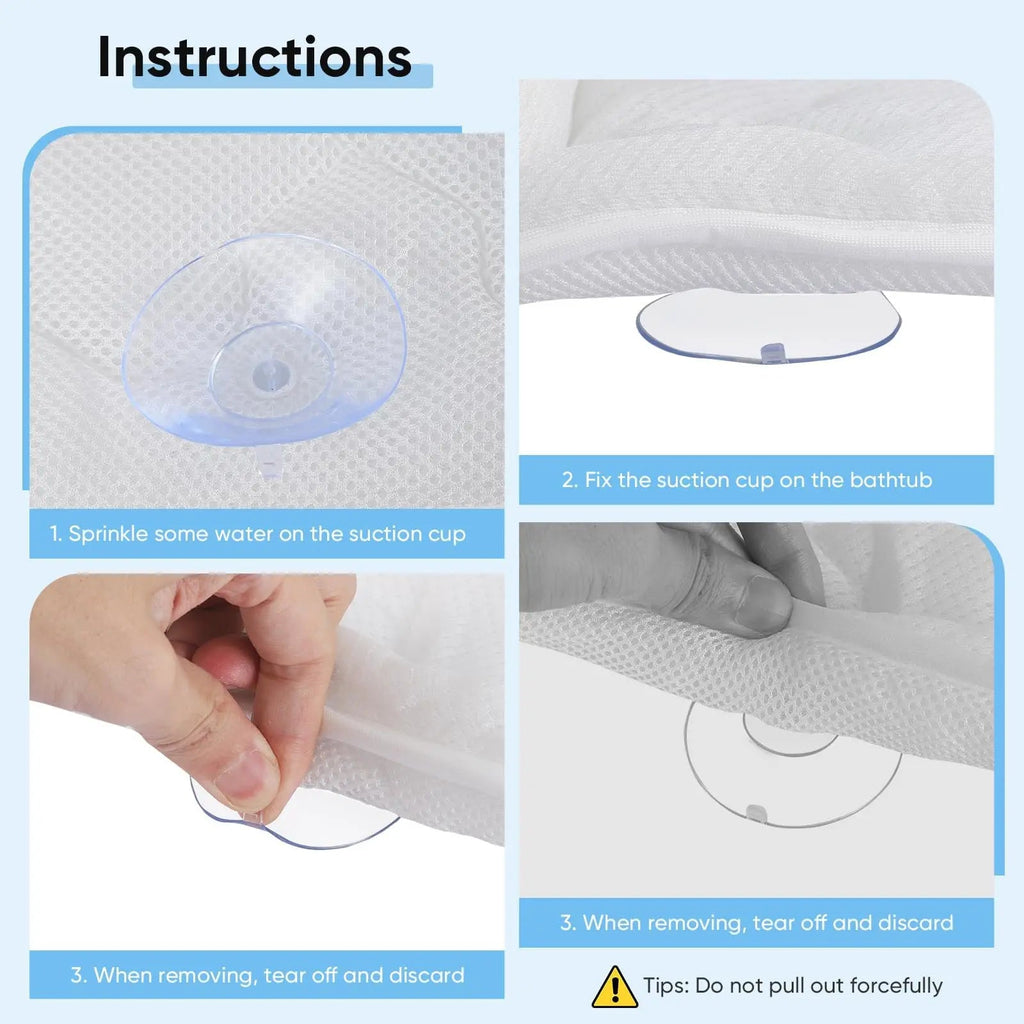Full-Body Bathtub Pillow with Suction Cups and Air Mesh