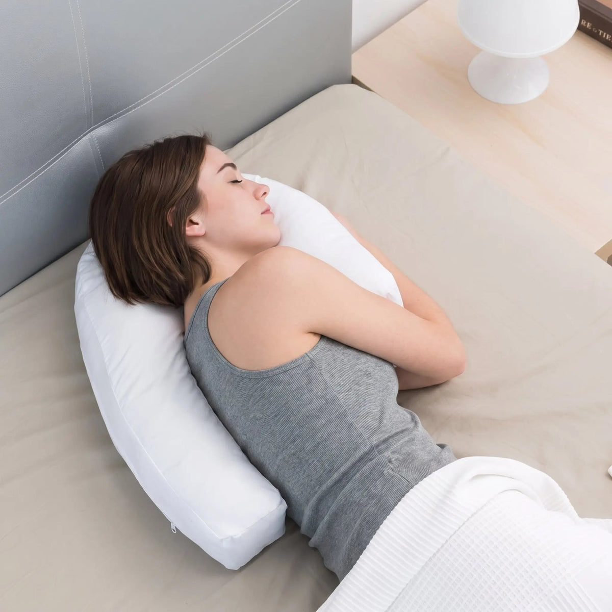 U-Shaped Side Sleeper Pillow with Ear Well and Memory Foam