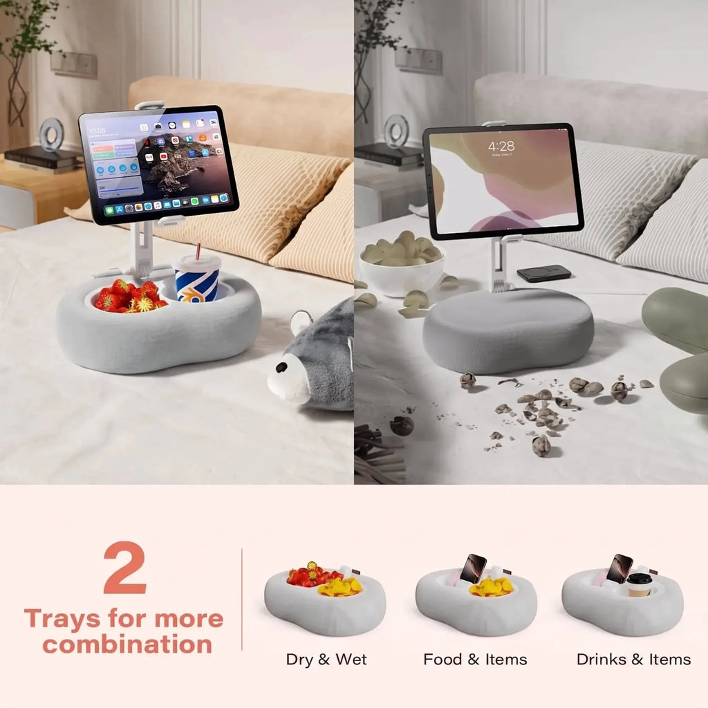 Adjustable Phone and Tablet Pillow Stand with Trays