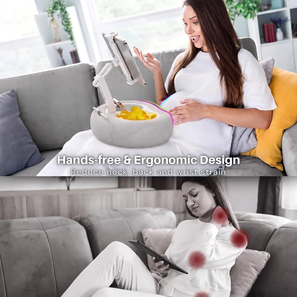 Adjustable Phone and Tablet Pillow Stand with Trays