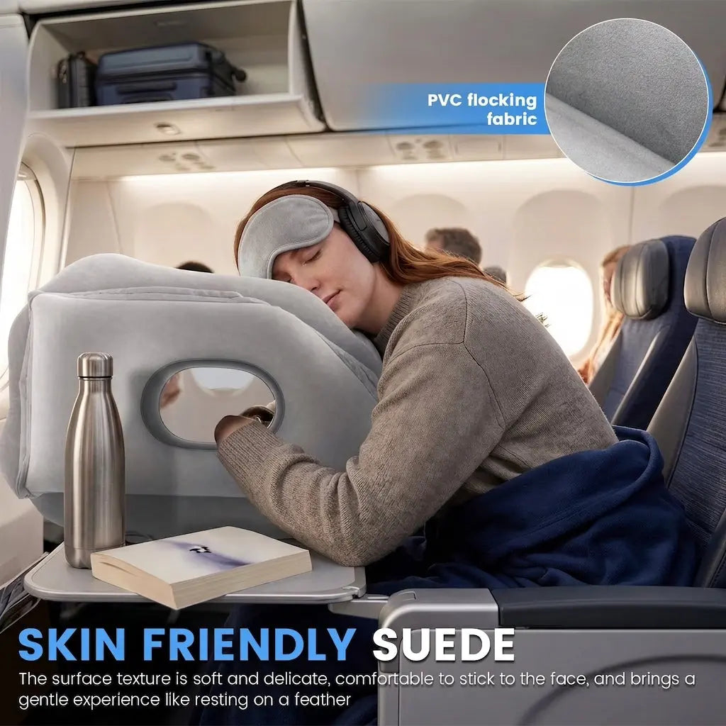 Inflatable Travel Pillow for Forward-Lean Seated Rest
