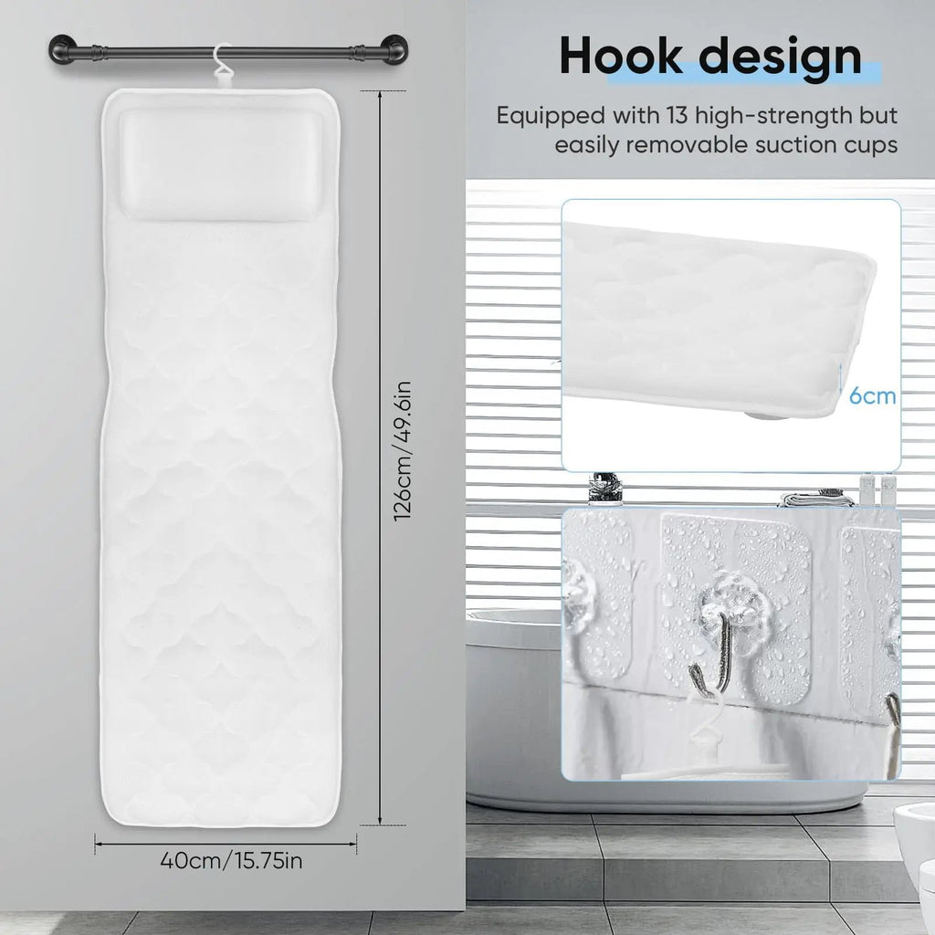 Full-Body Bathtub Pillow with Suction Cups and Air Mesh