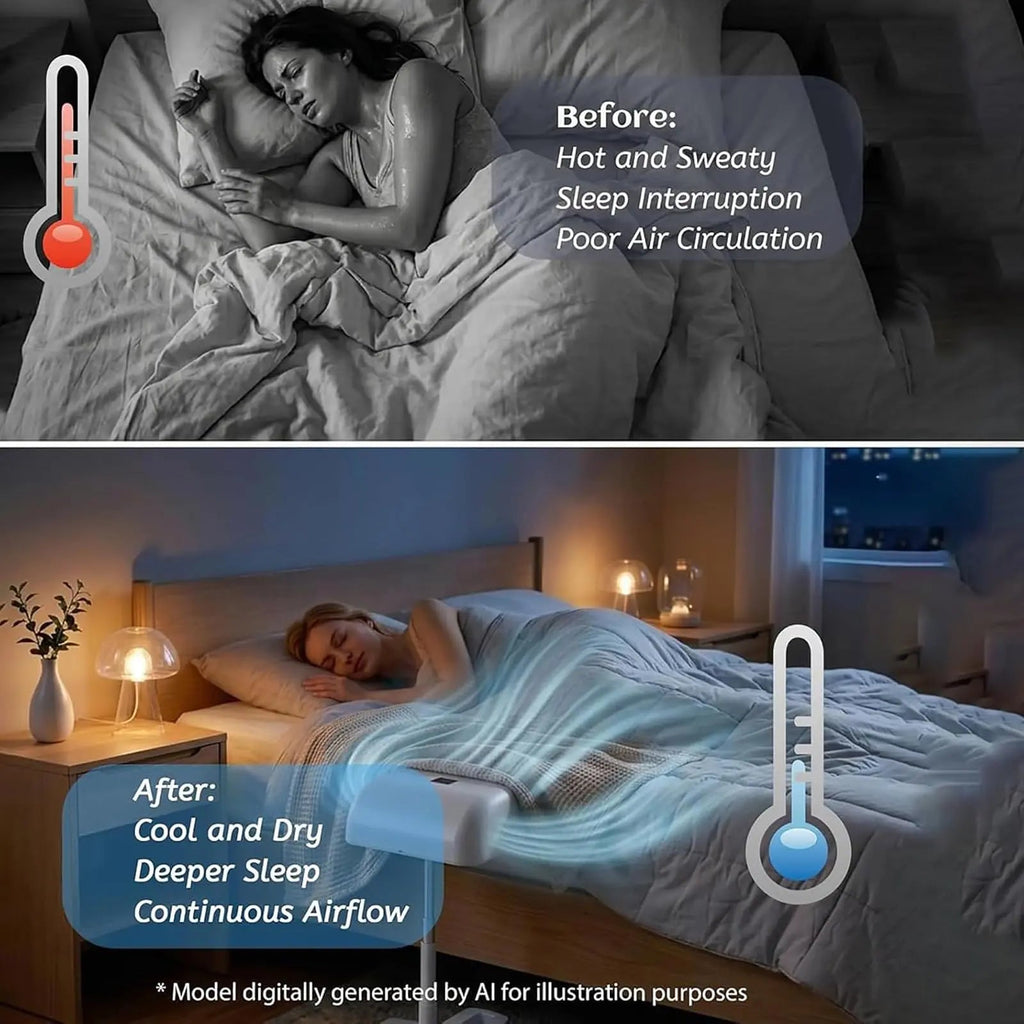 Rechargeable Bed Cooling Fan with Remote and 5 Speeds