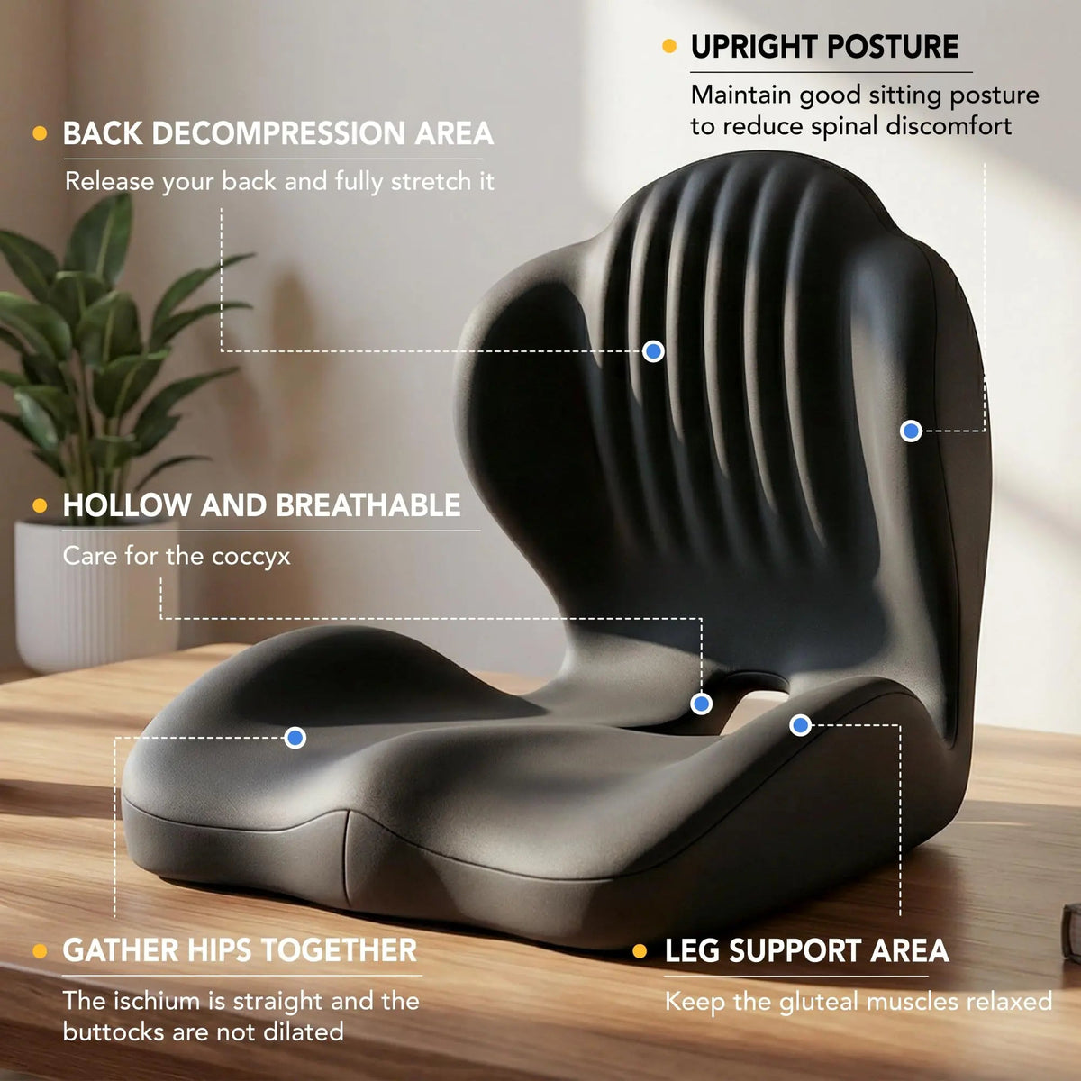 Memory Foam Seat Cushion with Integrated Back Support