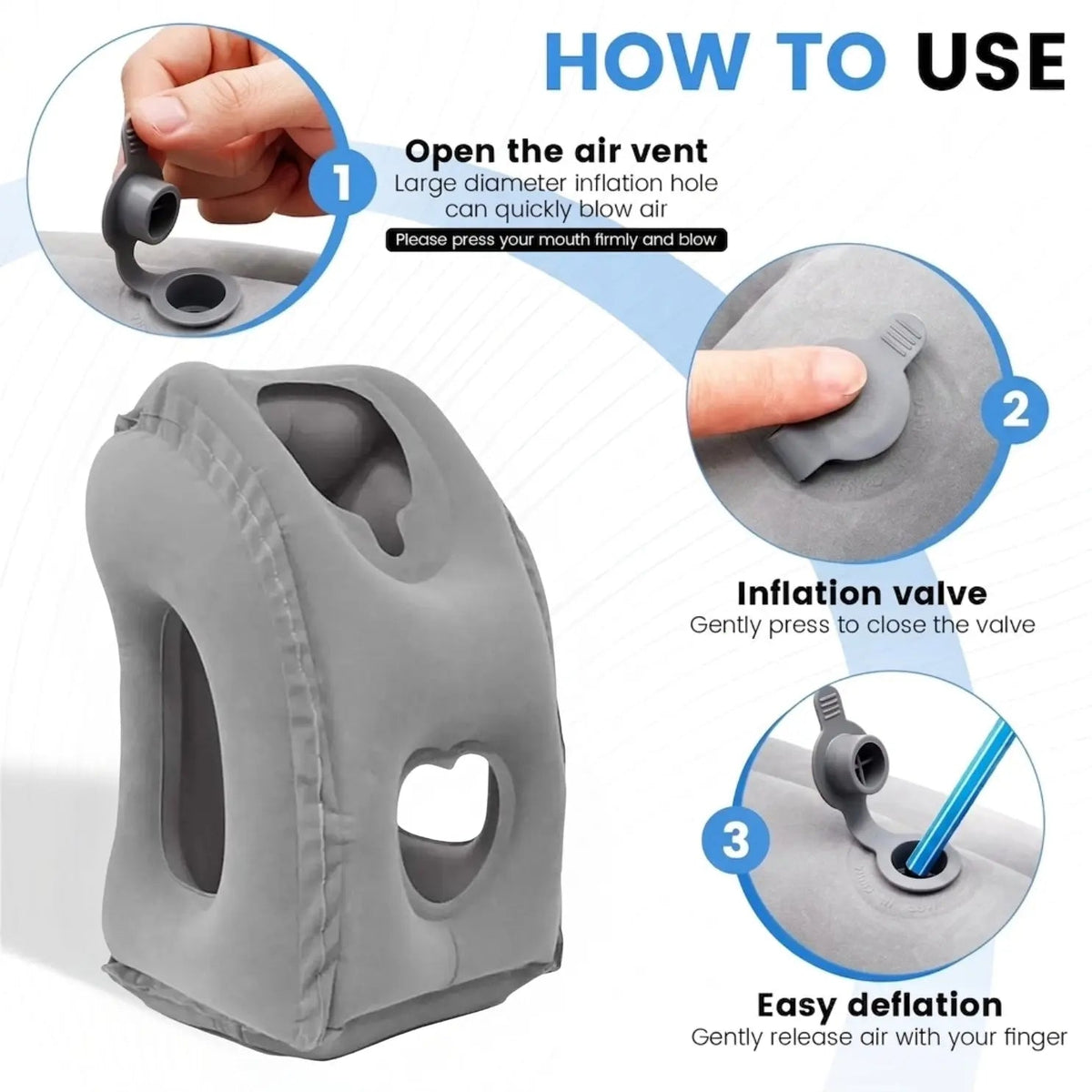 Inflatable Travel Pillow for Forward-Lean Seated Rest