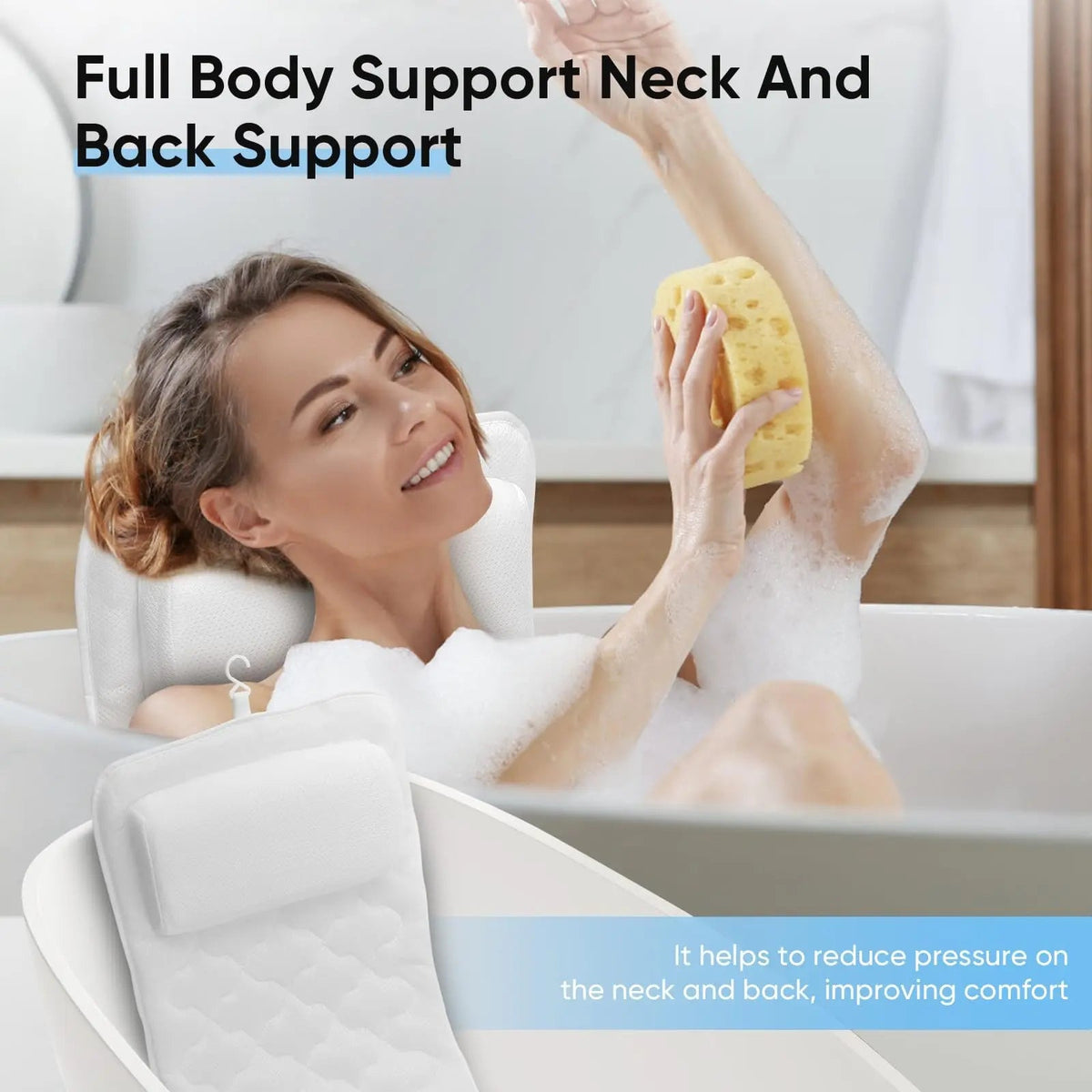 Full-Body Bathtub Pillow with Suction Cups and Air Mesh