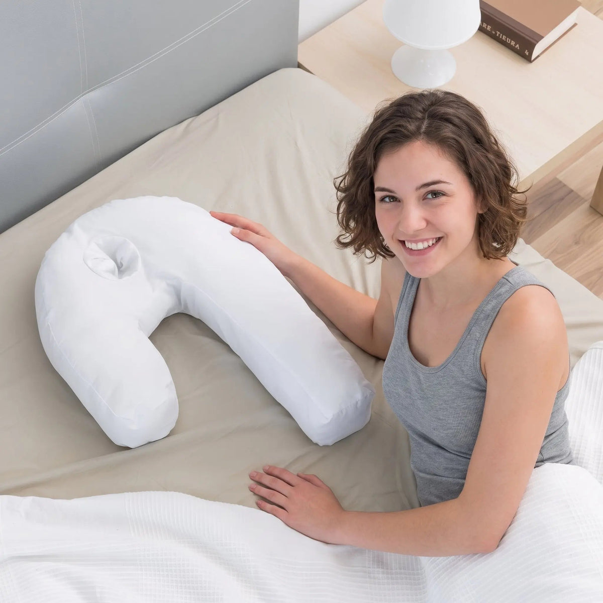 U-Shaped Side Sleeper Pillow with Ear Well and Memory Foam