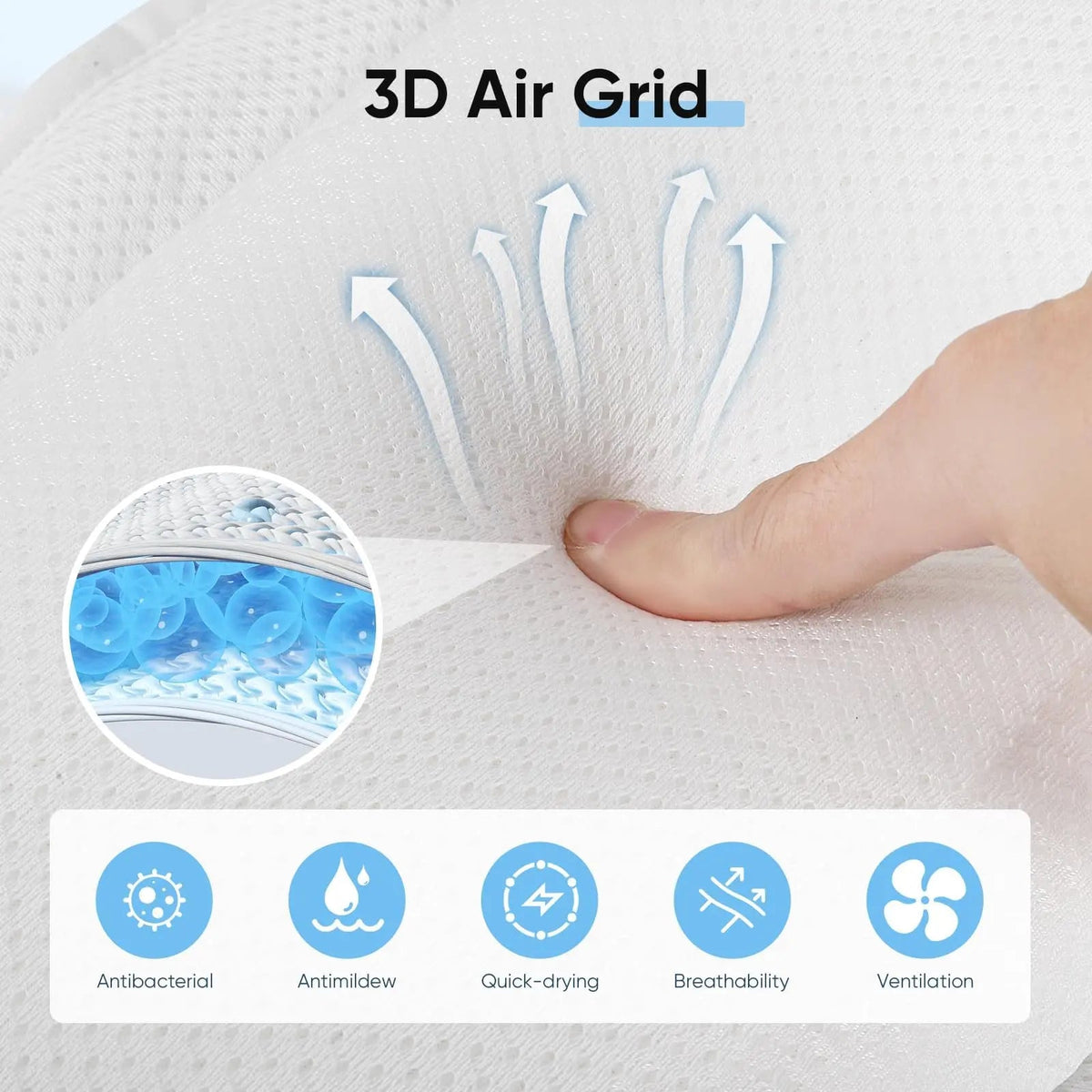 Full-Body Bathtub Pillow with Suction Cups and Air Mesh