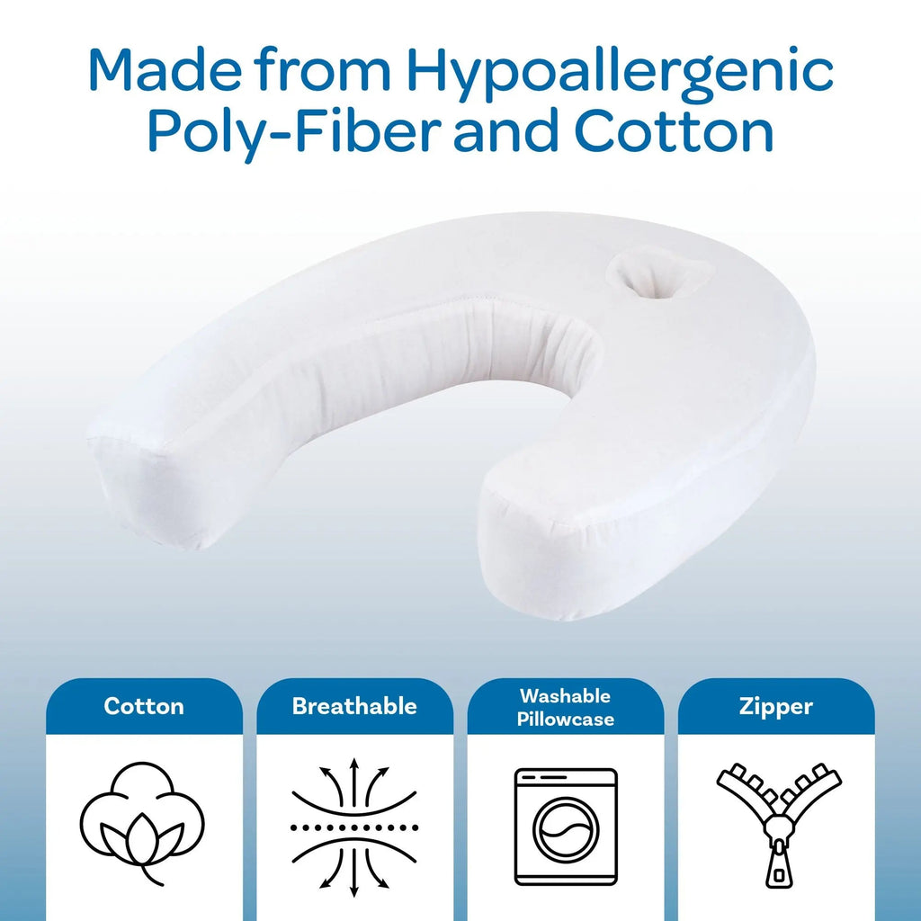 U-Shaped Side Sleeper Pillow with Ear Well and Memory Foam