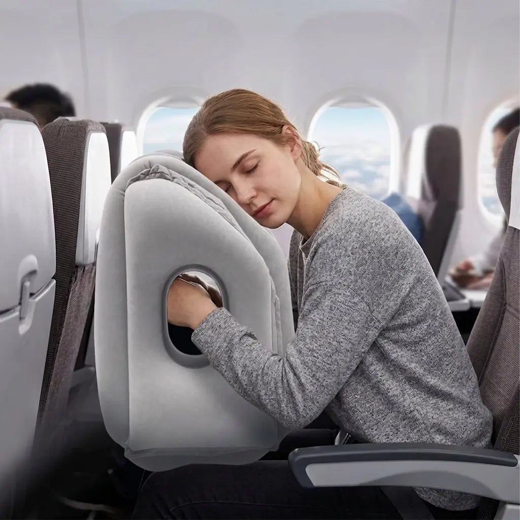 Inflatable Travel Pillow for Forward-Lean Seated Rest