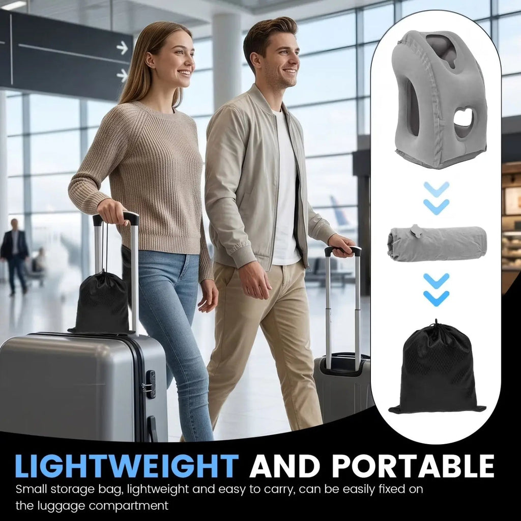 Inflatable Travel Pillow for Forward-Lean Seated Rest