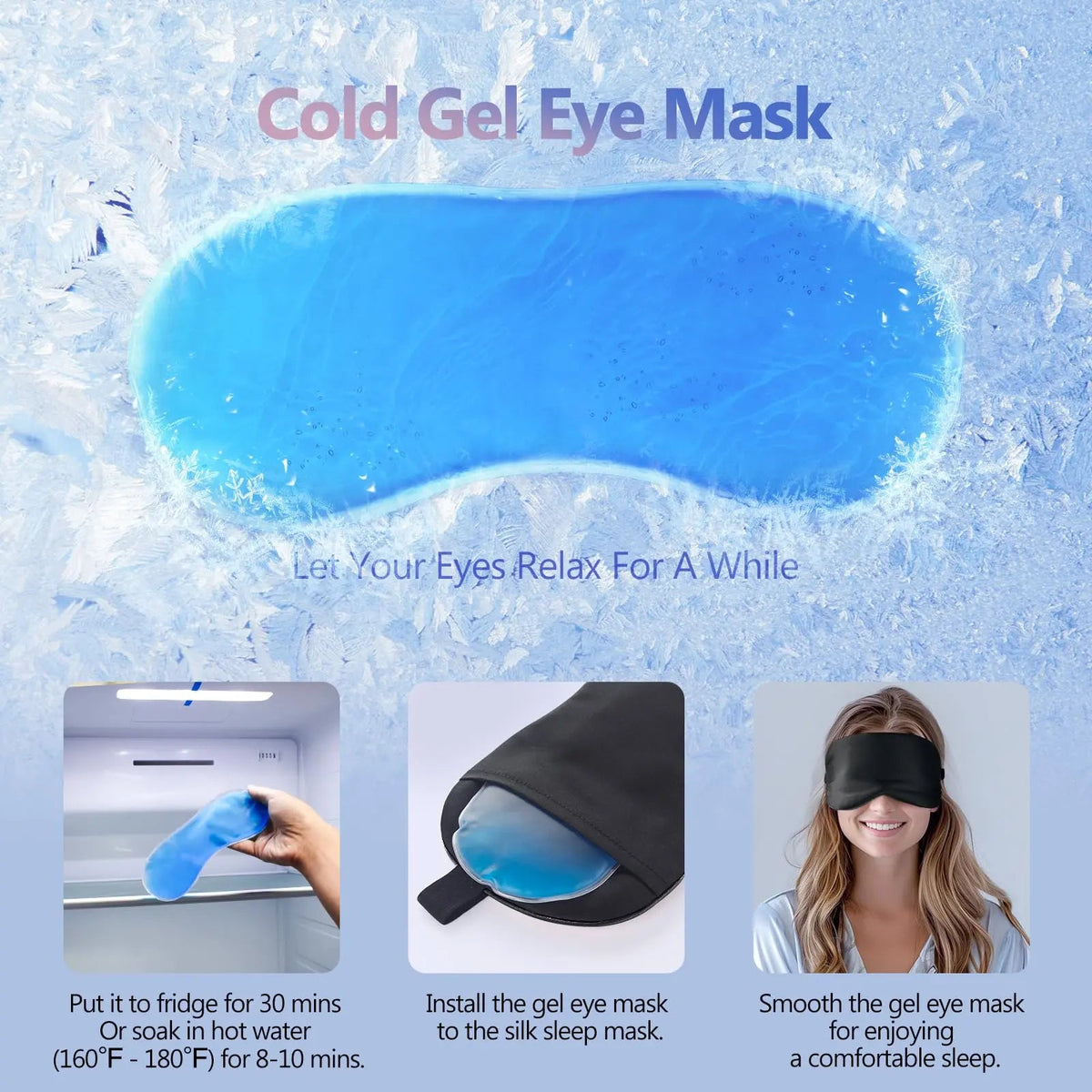 Cooling Gel Sleep Mask with 3D Contoured Eye Cups