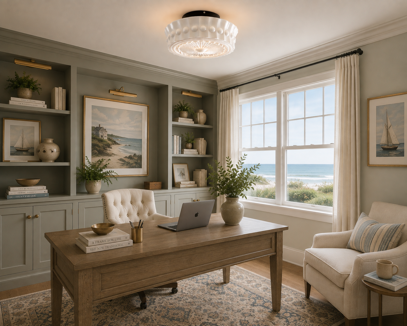 Italian Provence Glass Semi-Flush Mount