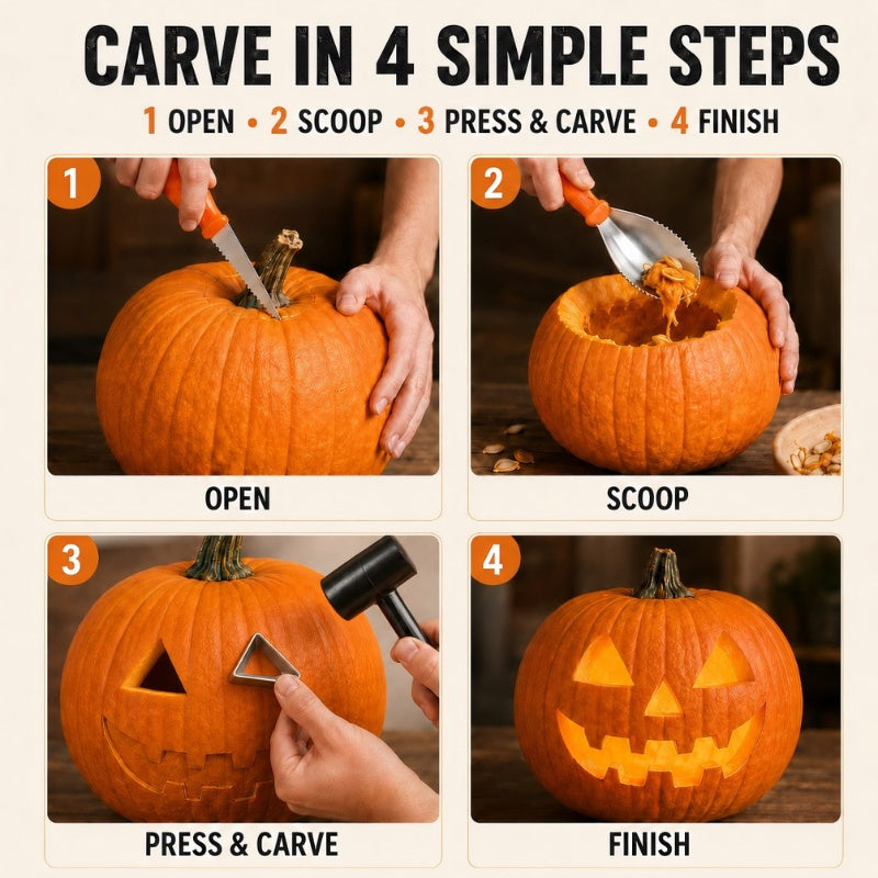 36 Piece Pumpkin Carving Kit with 20 Stencils & LEDs