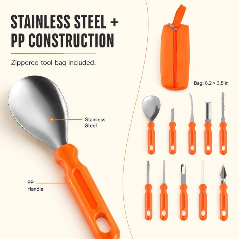 36 Piece Pumpkin Carving Kit with 20 Stencils & LEDs