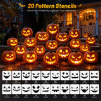 36 Piece Pumpkin Carving Kit with 20 Stencils & LEDs