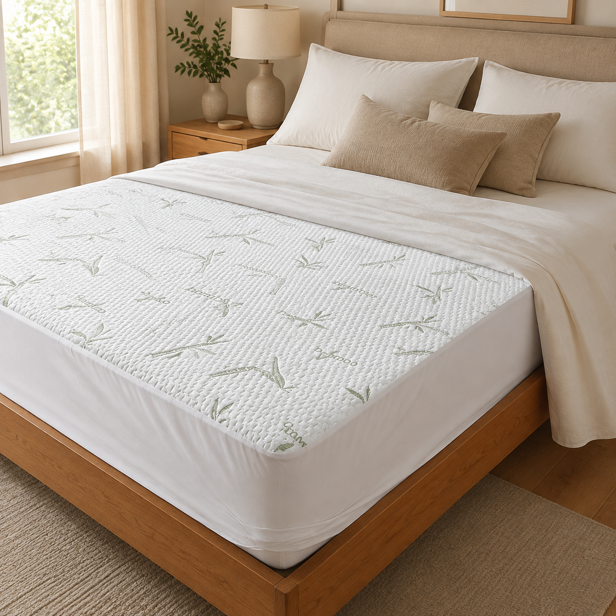 Bamboo Mattress Protector, Waterproof lifestyle image 1