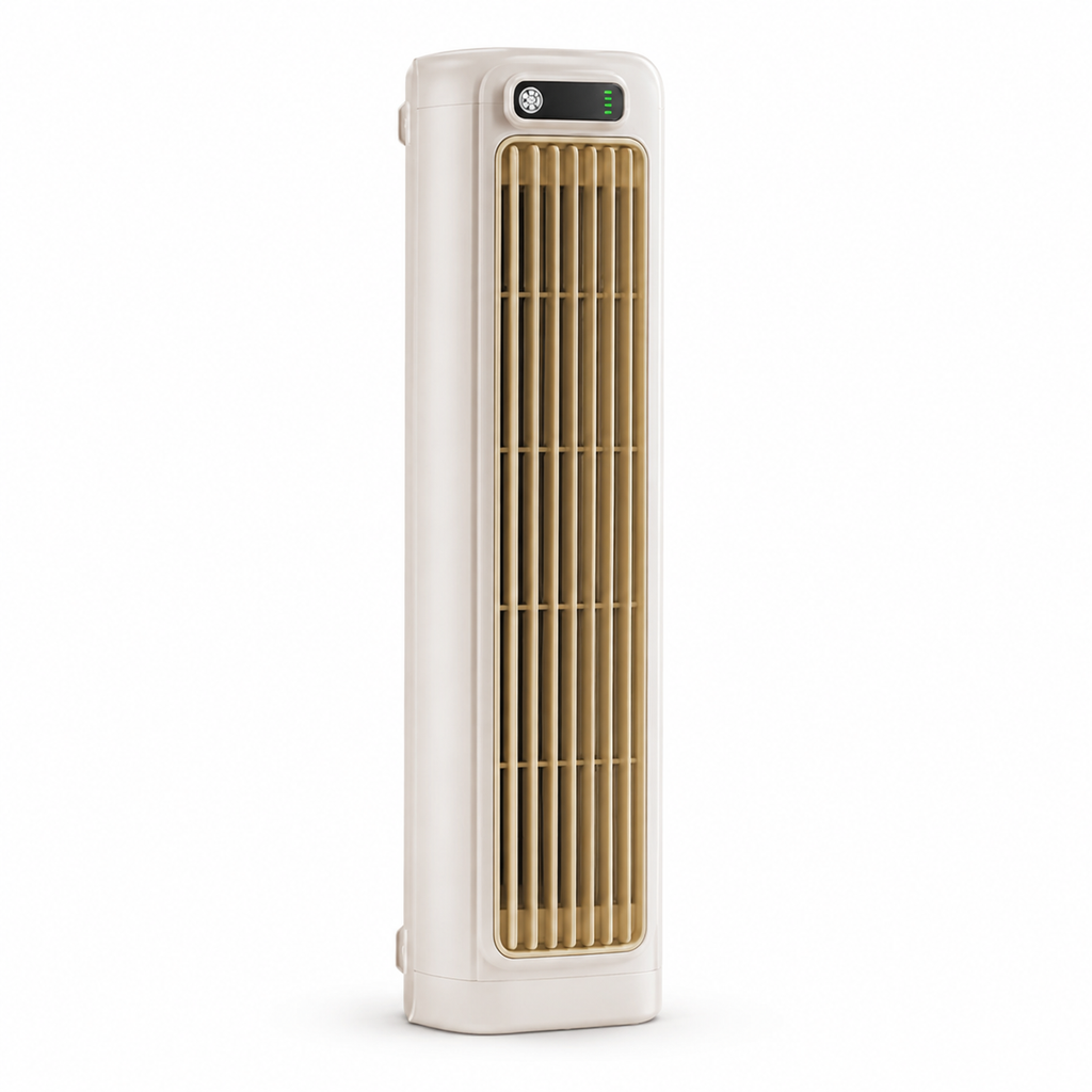 Compact Bladeless Evaporative Cooling Fan on white background