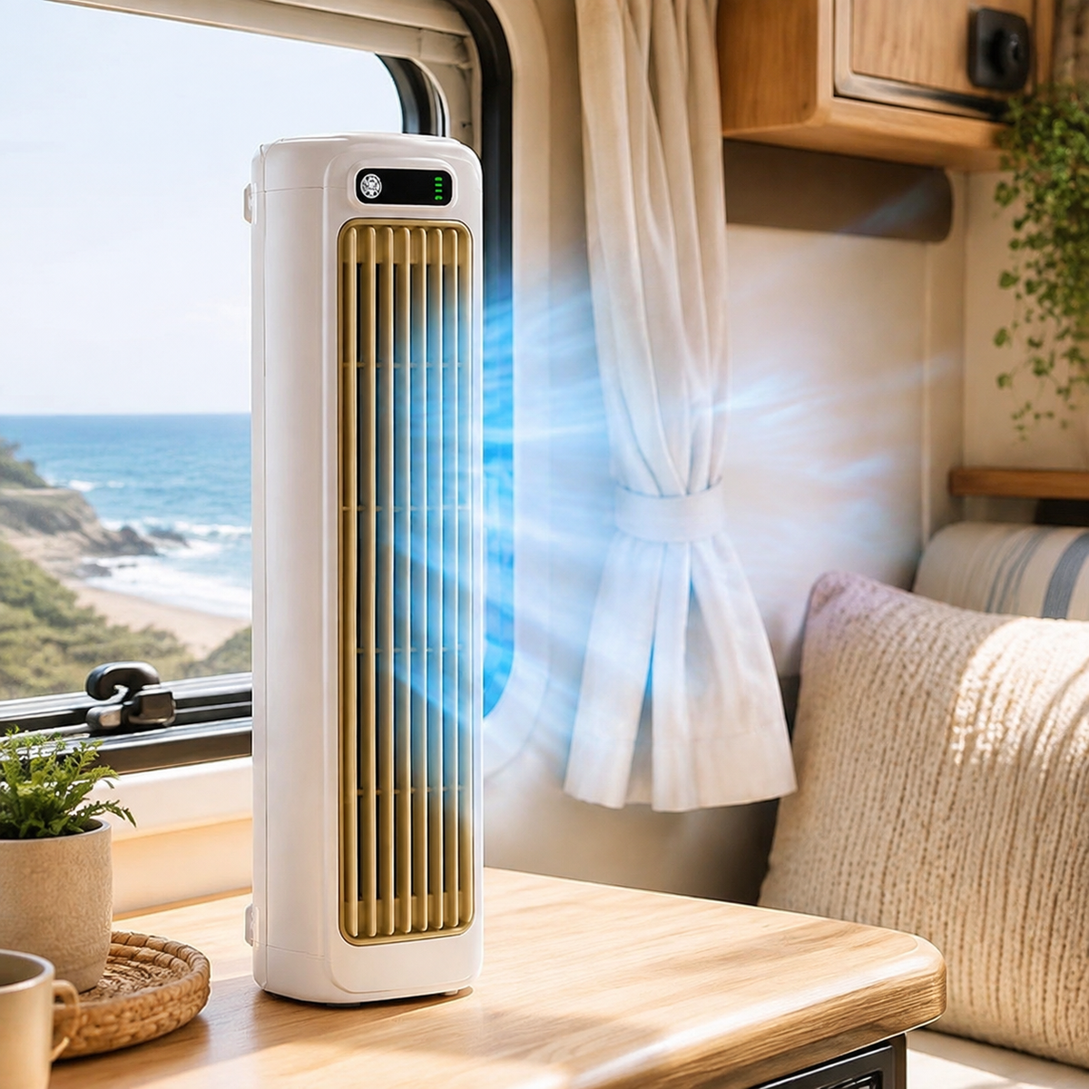 Compact Bladeless Evaporative Cooling Fan in use – lifestyle photo 3