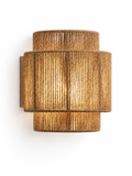 RattanGlow handwoven rattan wall sconce on white background