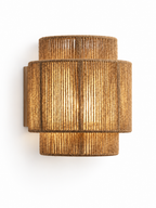 RattanGlow handwoven rattan wall sconce on white background