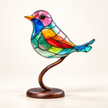 VitraGlow handcrafted colored bird accent lamp on warm white background