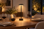 Cordless lamp on a dining table