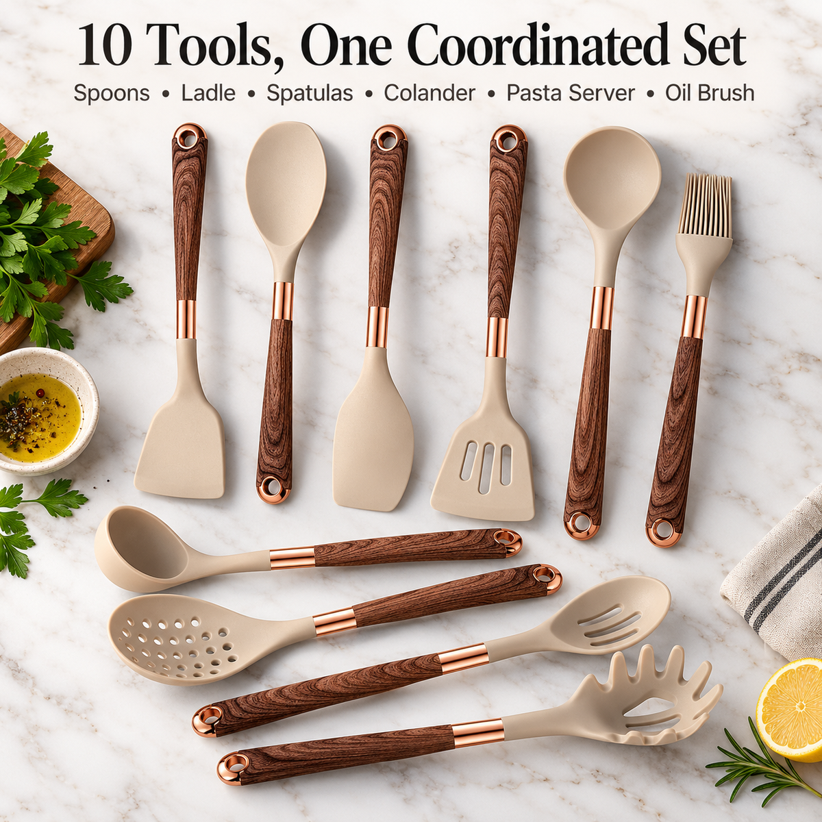 10-Piece Nonstick Kitchen Cooking Utensil Set specification image 2