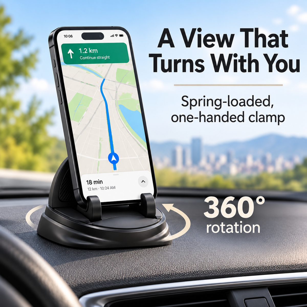360° Silicone Dashboard Car Phone Mount, Anti-Slip Base specification image 1