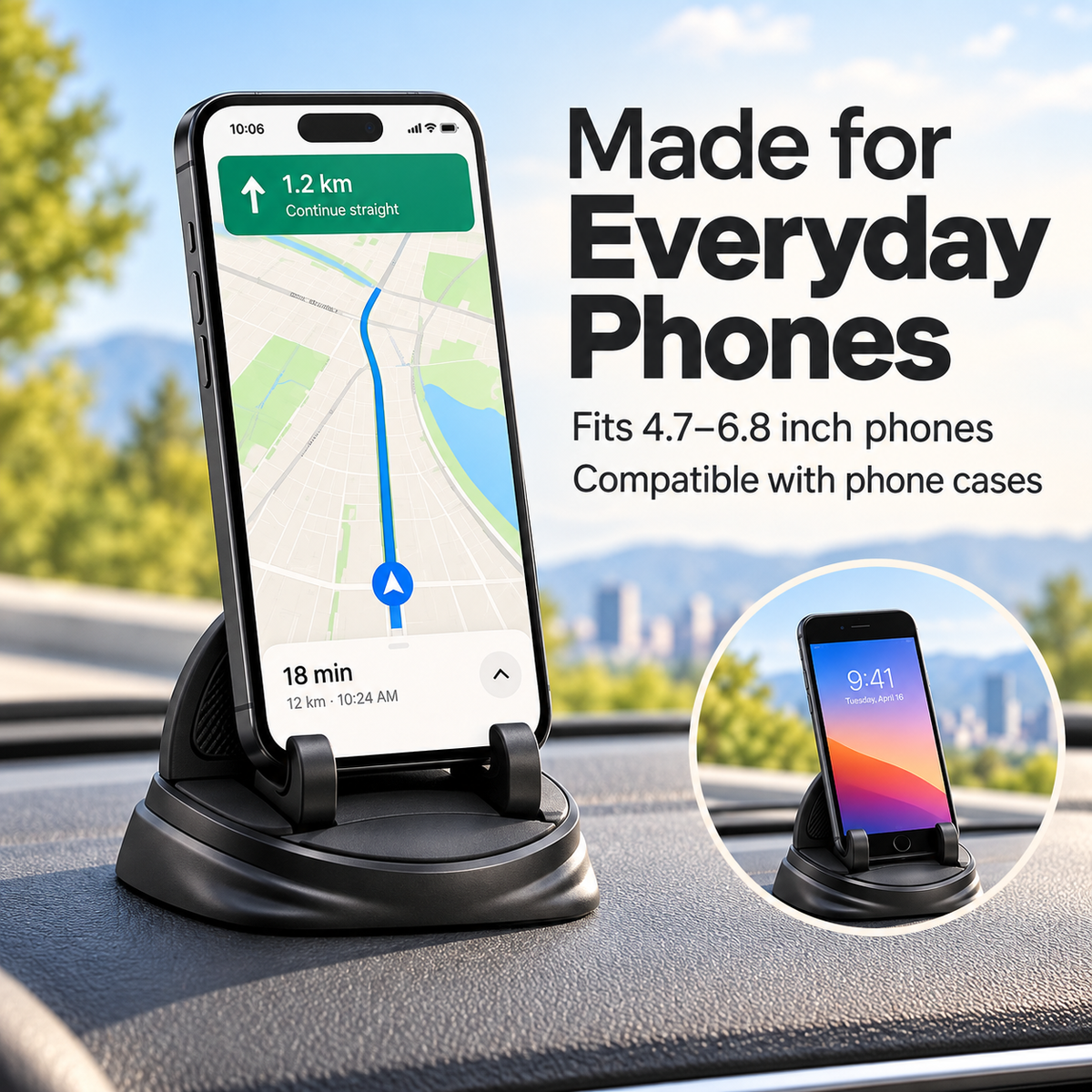 360° Silicone Dashboard Car Phone Mount, Anti-Slip Base specification image 2