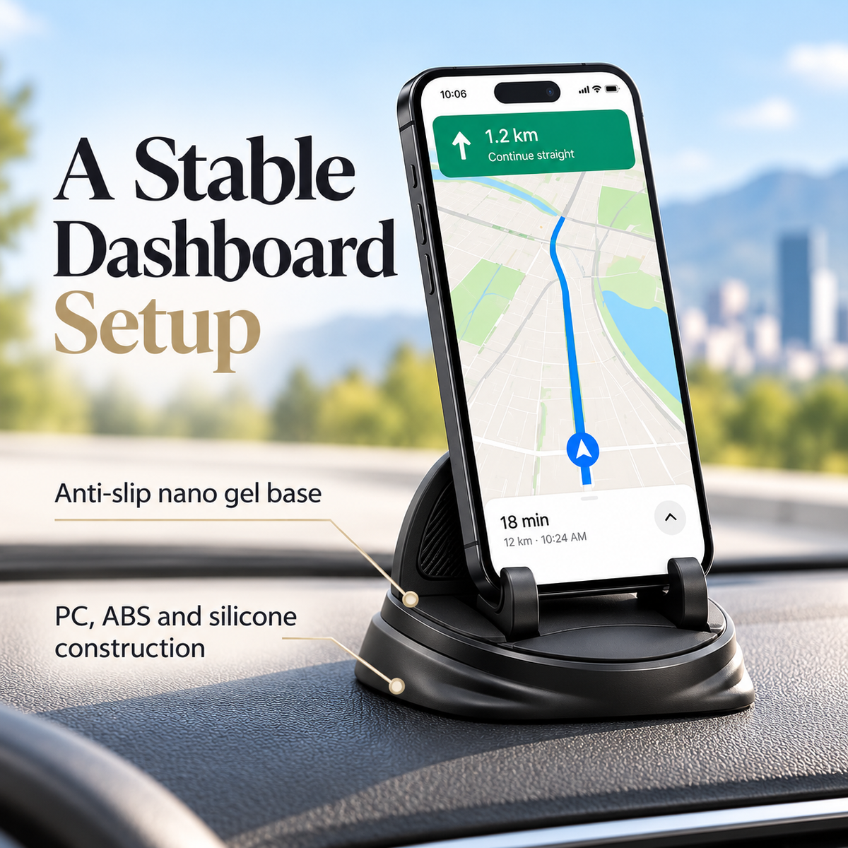 360° Silicone Dashboard Car Phone Mount, Anti-Slip Base specification image 3