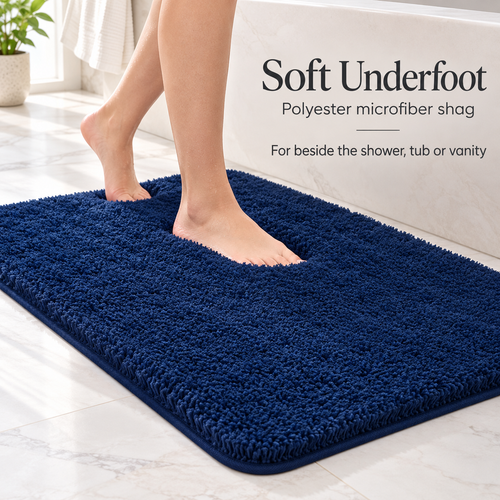 Absorbent Microfiber Bath Rug with Non-Slip Backing specification image 1