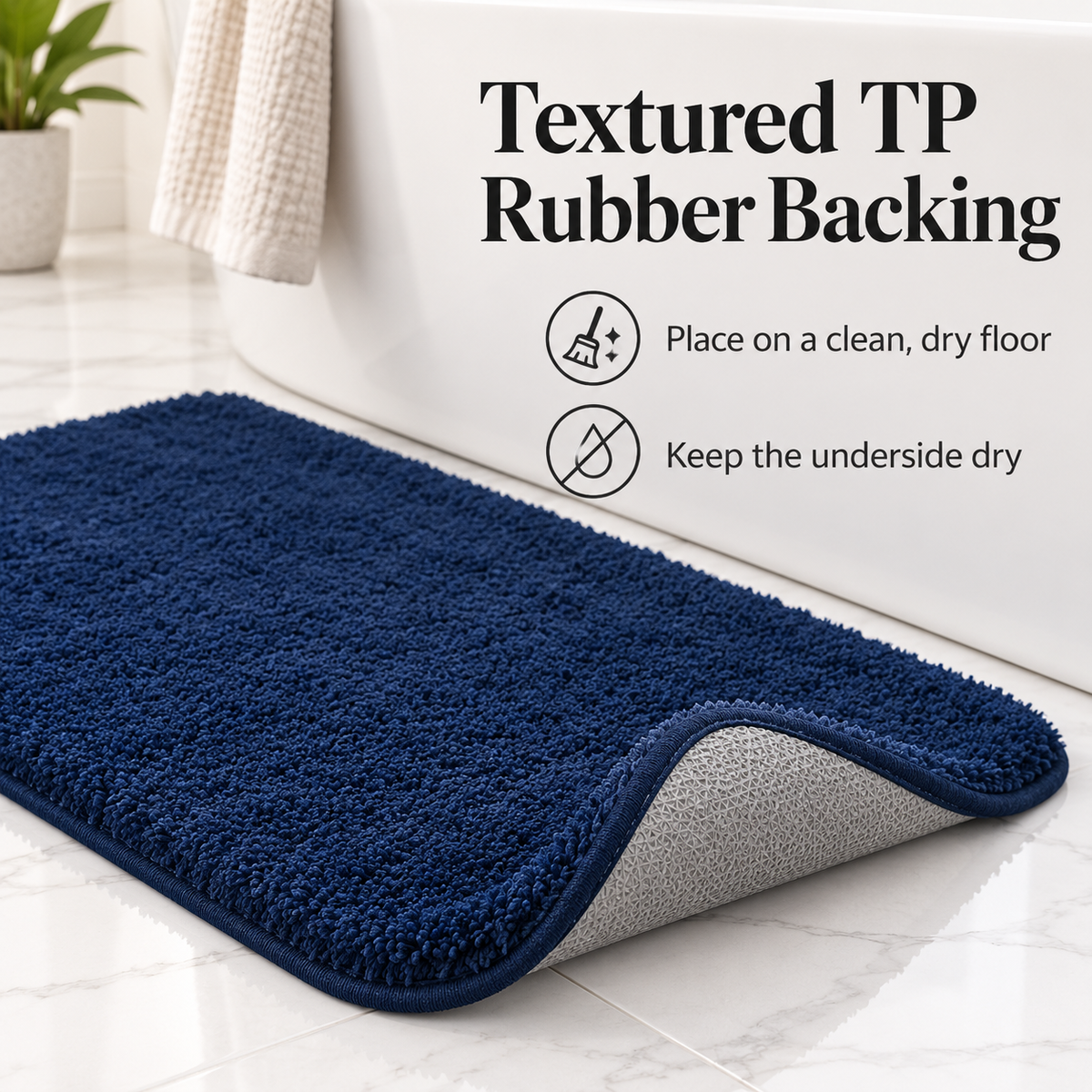 Absorbent Microfiber Bath Rug with Non-Slip Backing specification image 3