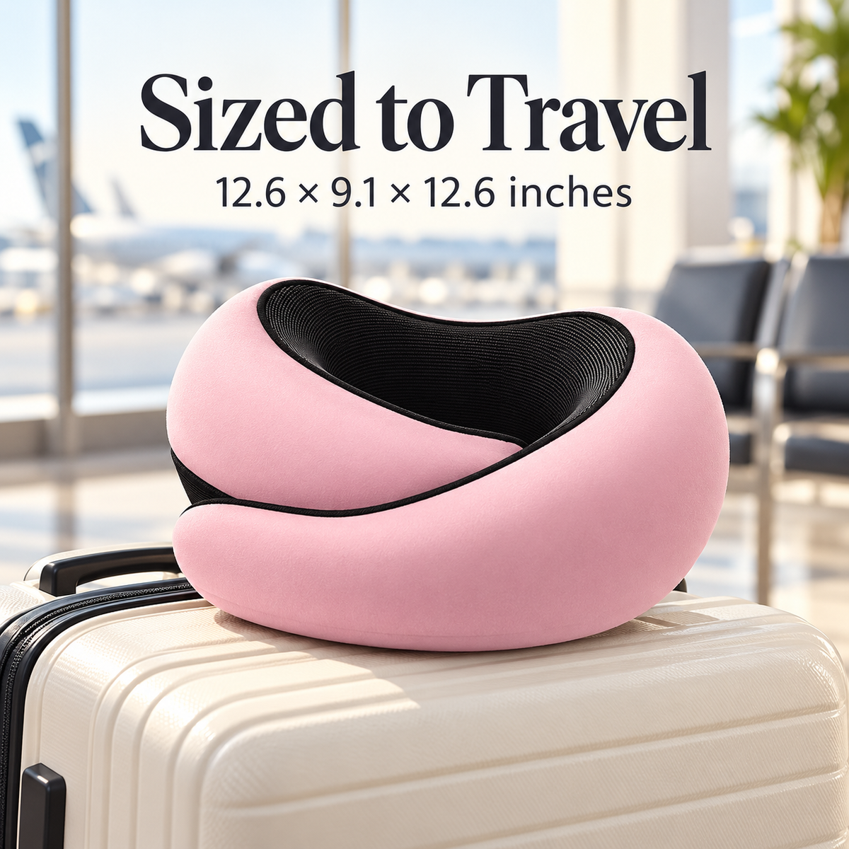 Contoured Travel Neck Pillow with Sleep Mask & Earplugs specification image 2