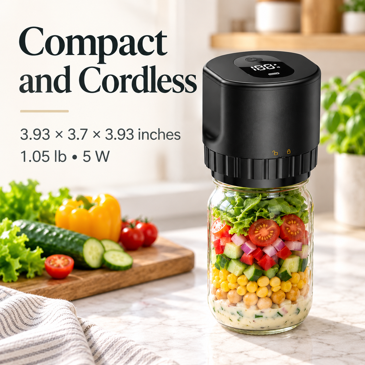 Cordless Electric Mason Jar Vacuum Sealer specification image 3
