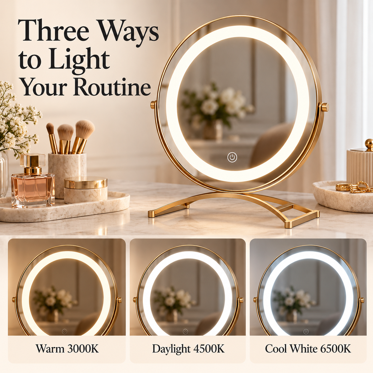 Cordless LED Vanity Mirror with Touch Control specification image 2