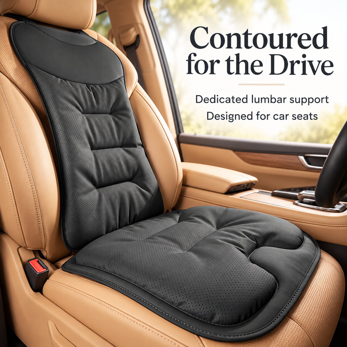 Ergonomic Car Lumbar Support Cushion with Washable Cover specification image 1