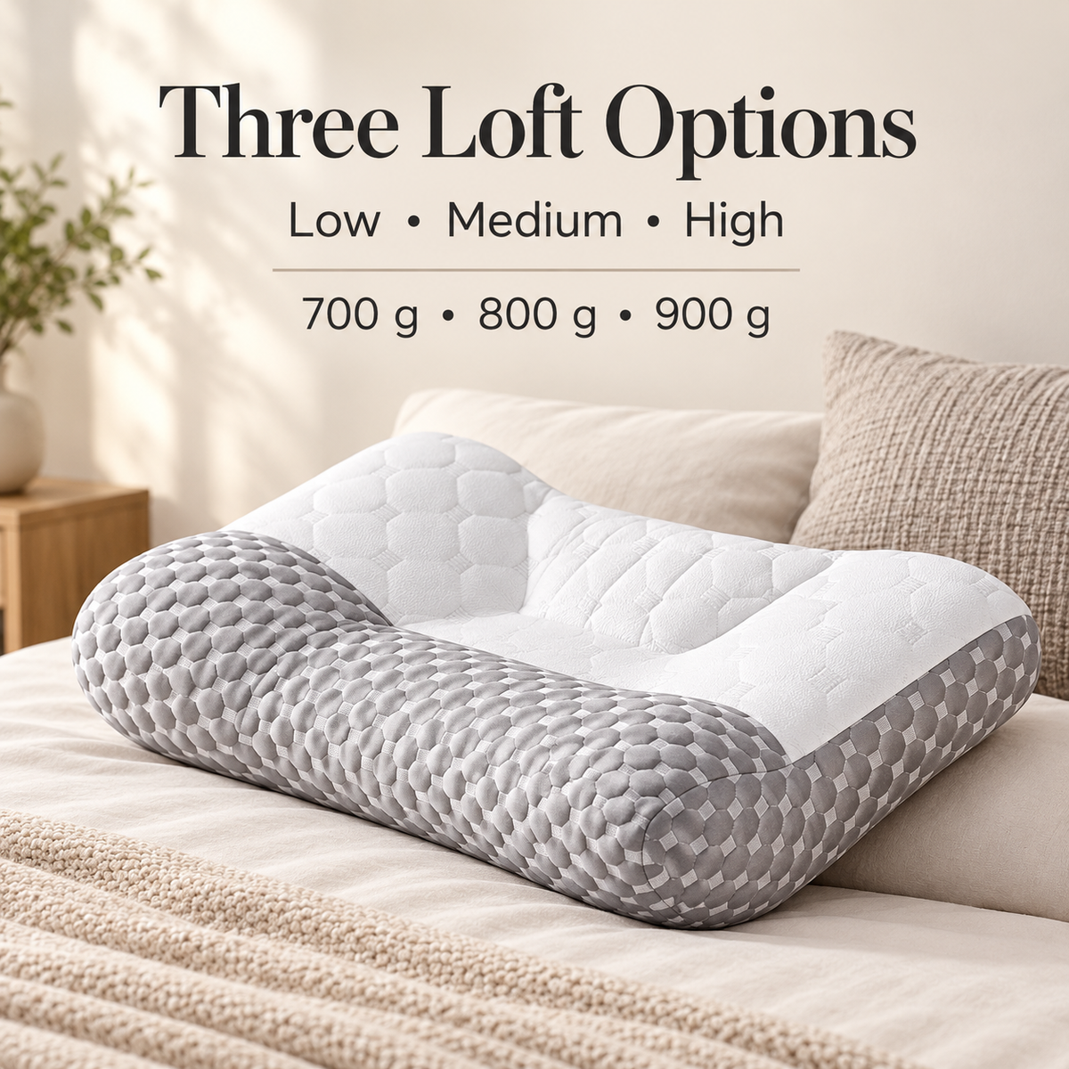 Firm Quilted Bed Pillow with 3 Loft Options specification image 1