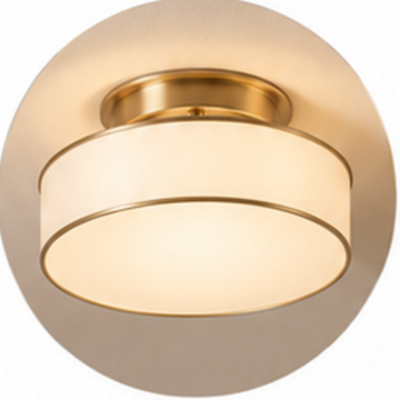 Warm cream and brass flush mount ceiling light