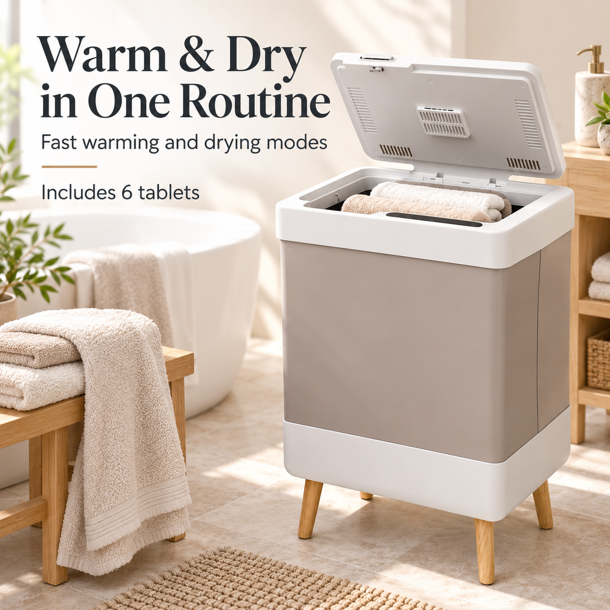 Foldable Extra-Large Towel Warmer Bucket specification image 2