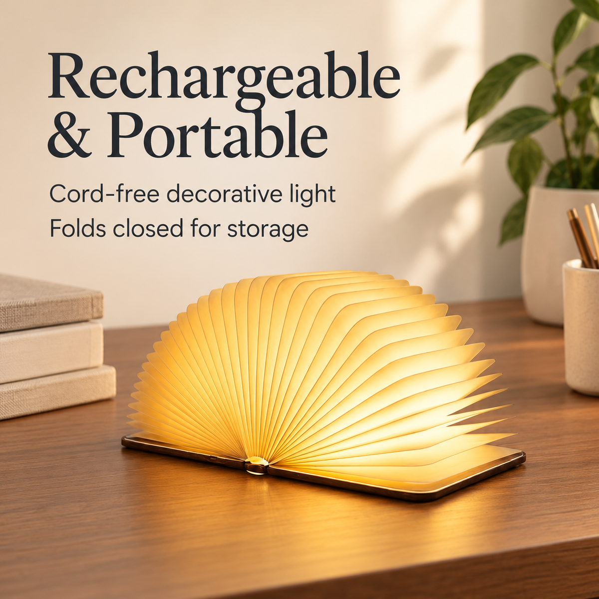 Foldable Rechargeable LED Book Light for Bedside Decor specification image 1