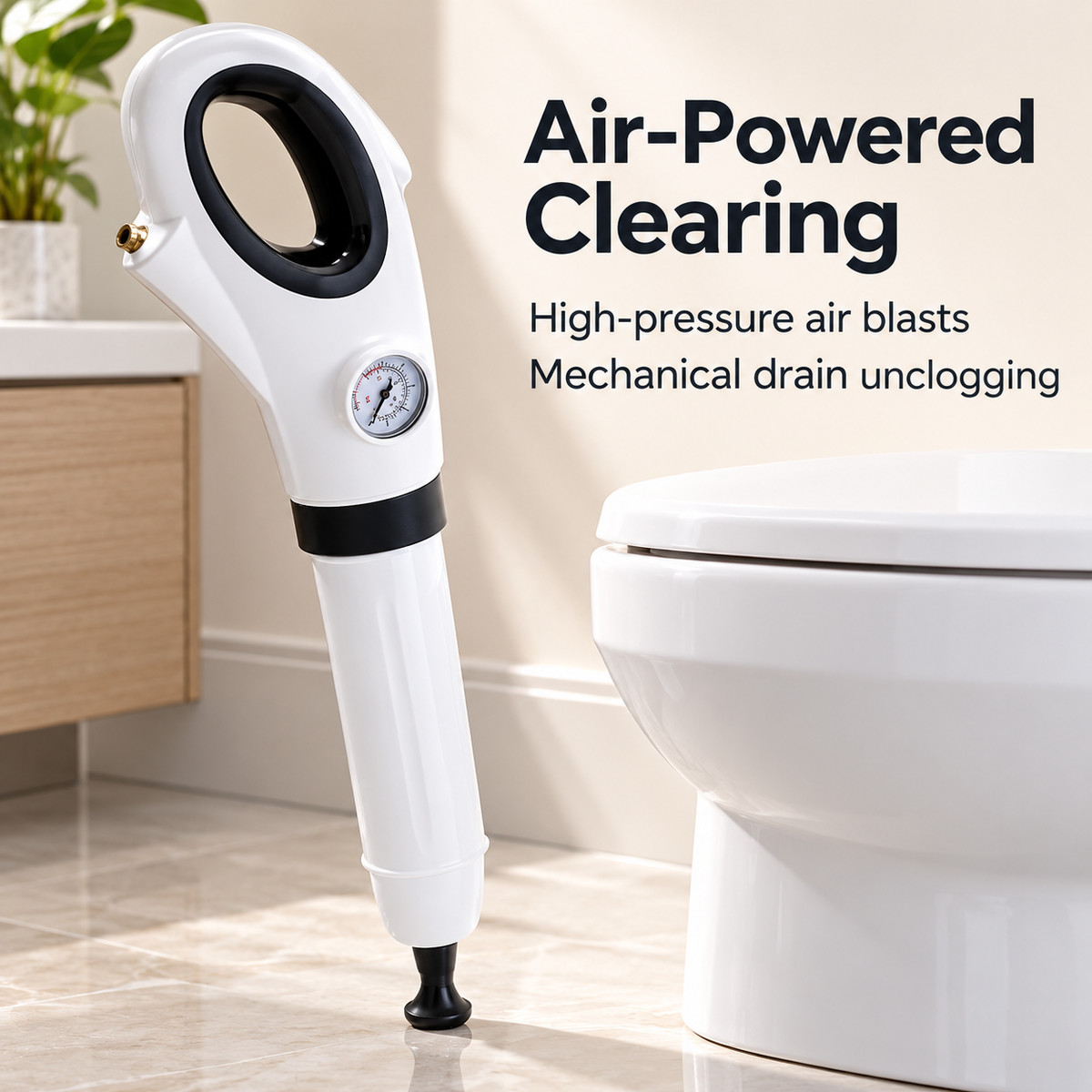High-Pressure Air Toilet Plunger and Drain Unblocker specification image 1