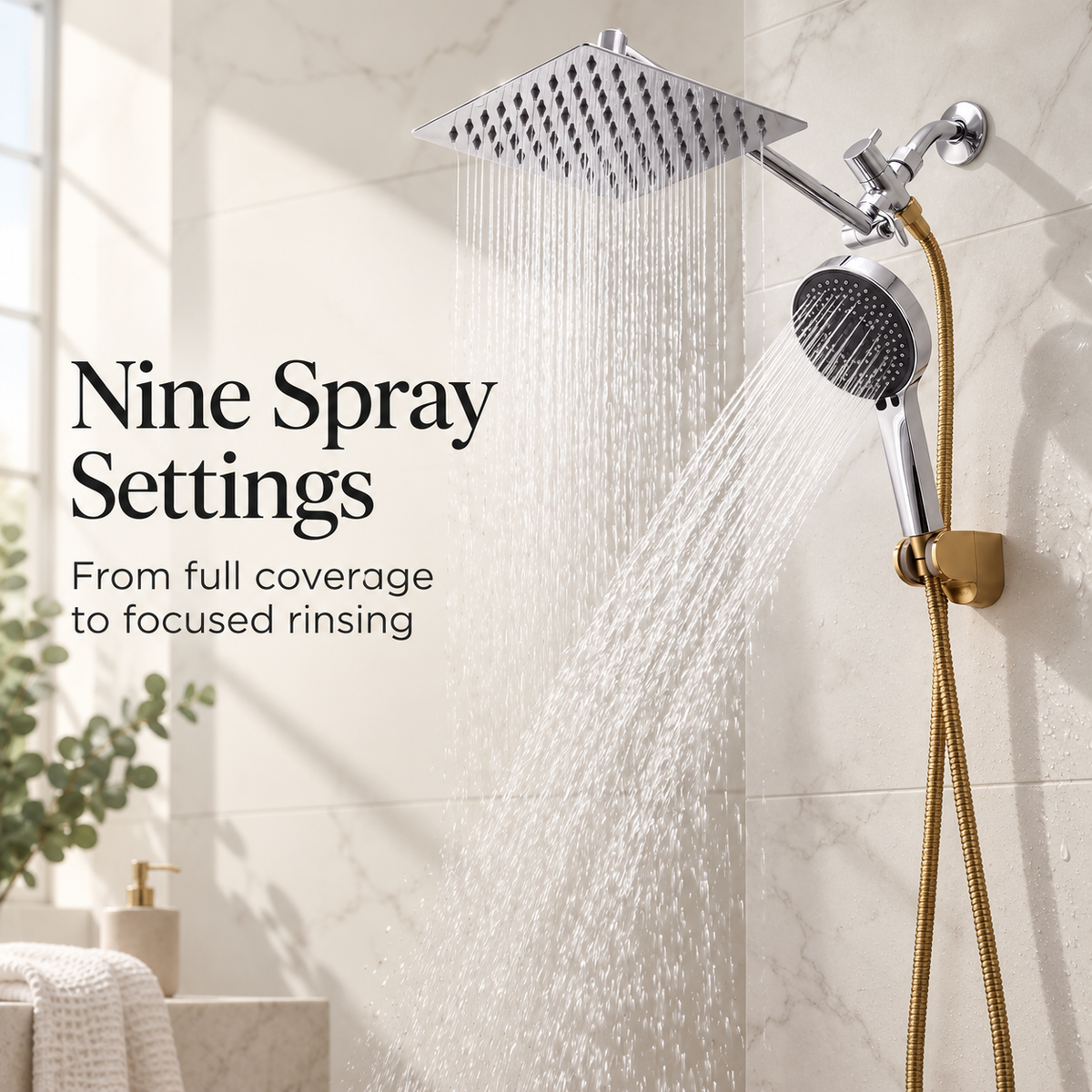 High-Pressure Handheld Shower Head Combo specification image 1