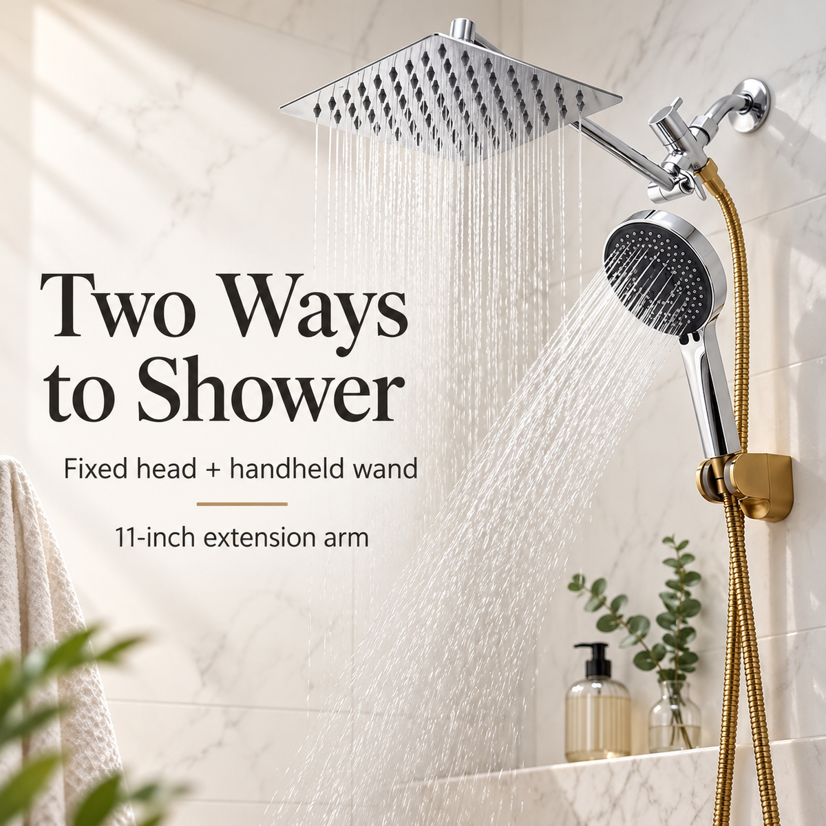 High-Pressure Handheld Shower Head Combo specification image 2