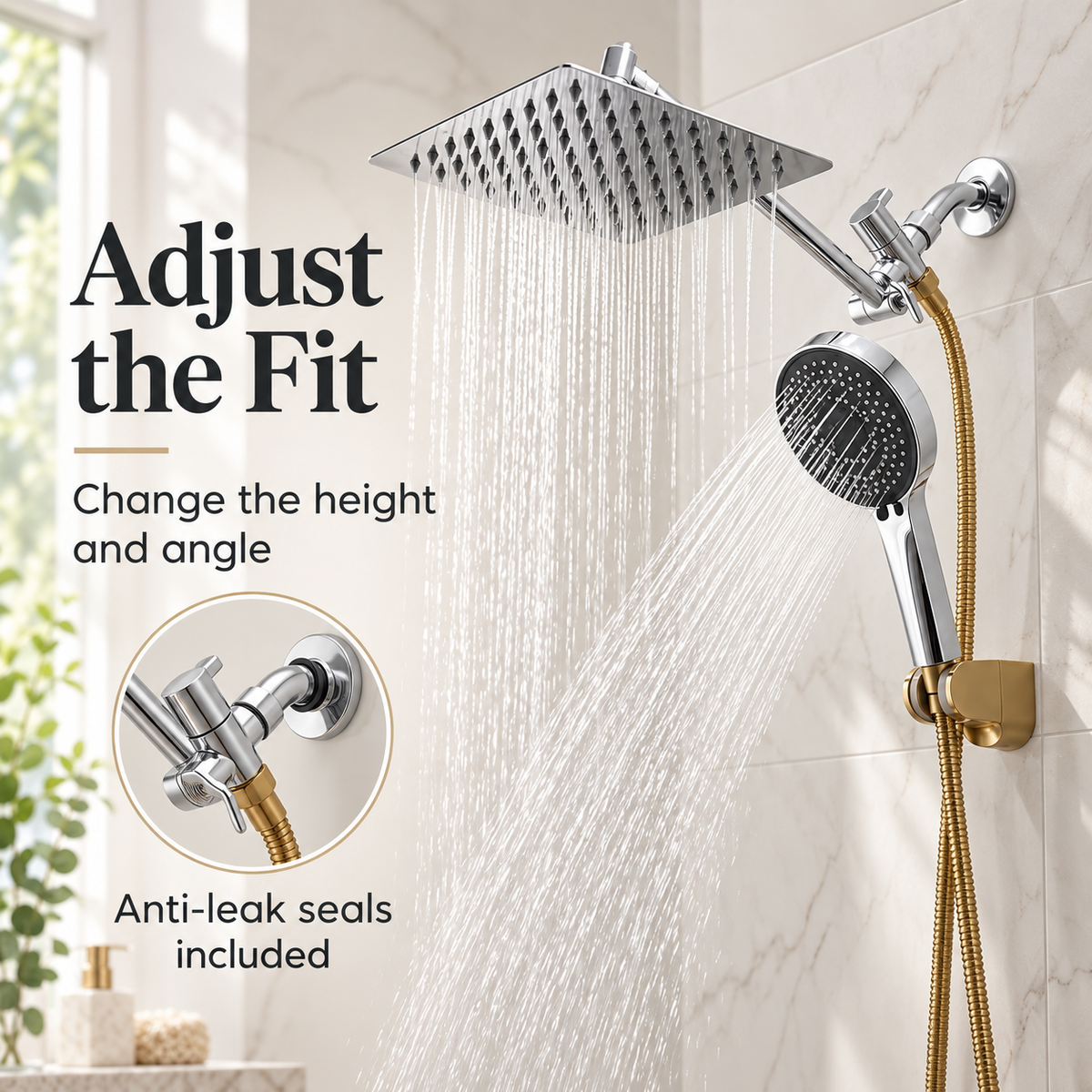 High-Pressure Handheld Shower Head Combo specification image 3