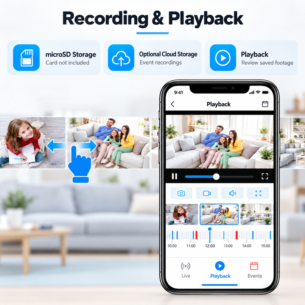 Light bulb security camera — recording and playback