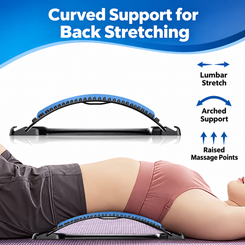 Back stretcher feature graphic with clear English text