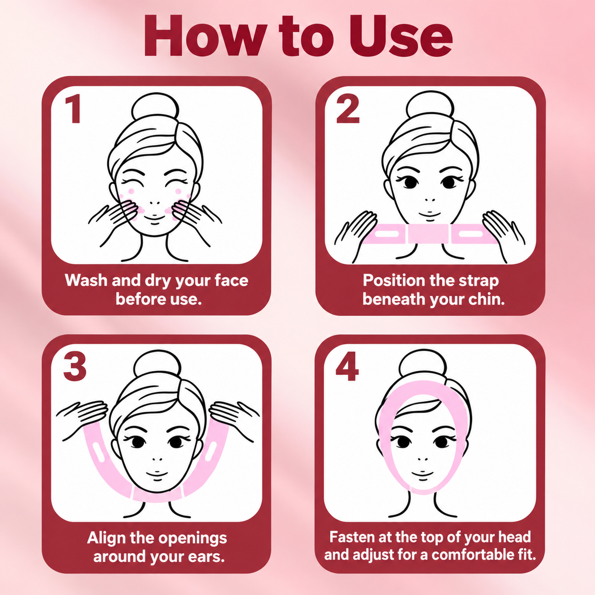 Product support graphic with clear English text