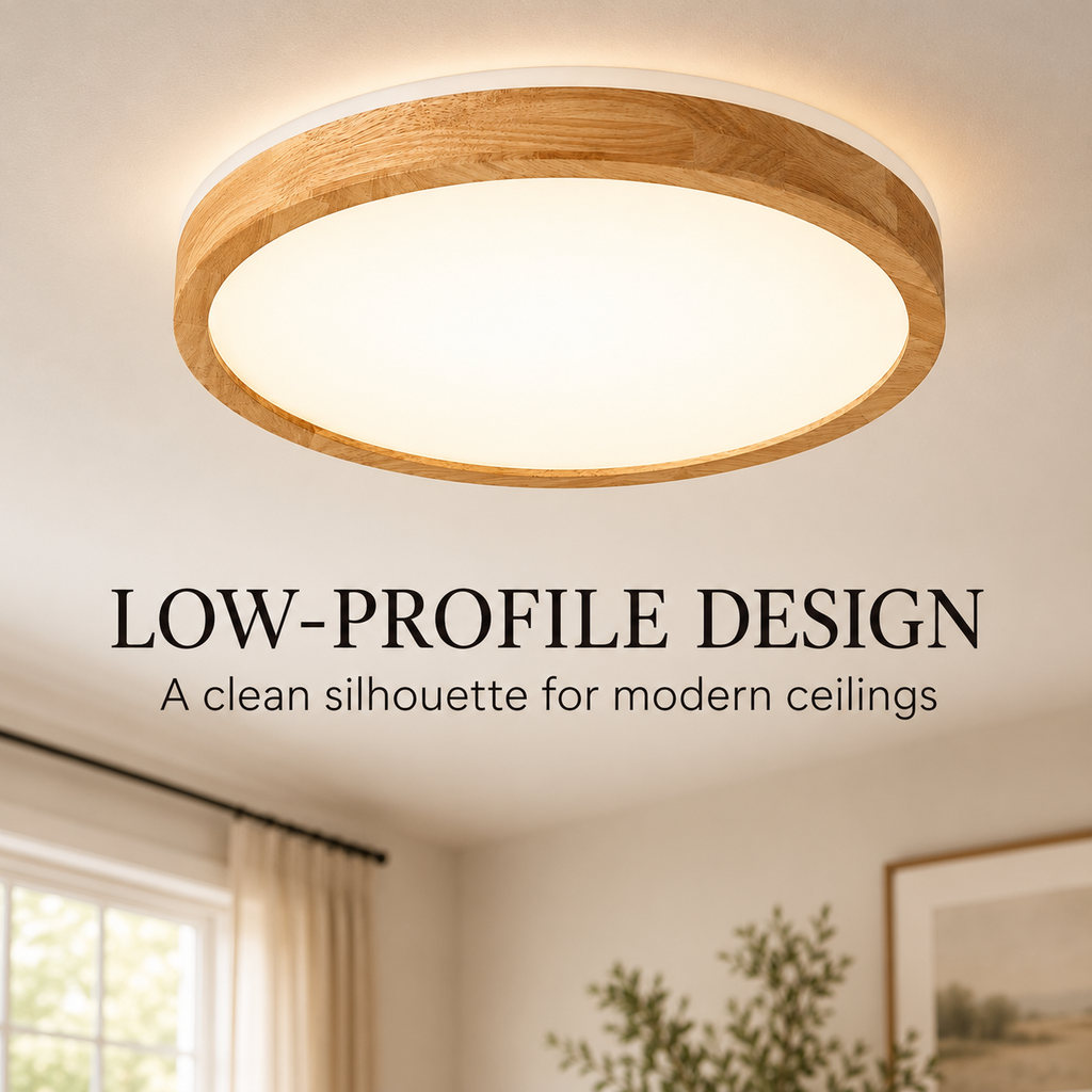 Japandi Low-Profile Flush Mount Ceiling Light specification image 1